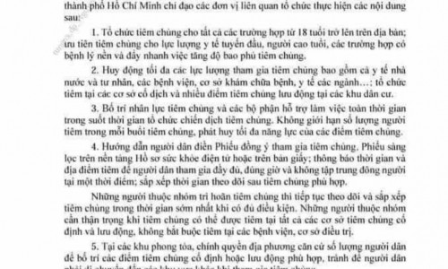 Hỏa tốc: Bộ Y tế đề nghị TP.HCM đẩy nhanh tốc độ tiêm chủng vắc xin phòng COVID-19
