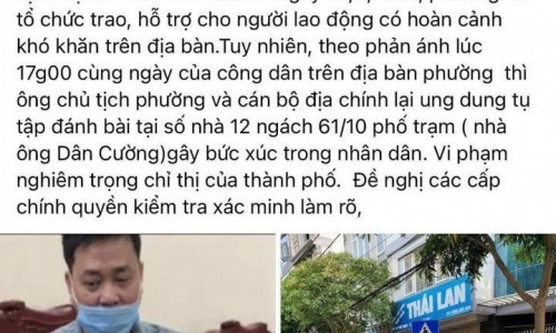 Hà Nội: Cần làm rõ thông tin chủ tịch phường chơi bài ăn tiền giữa mùa dịch covid?