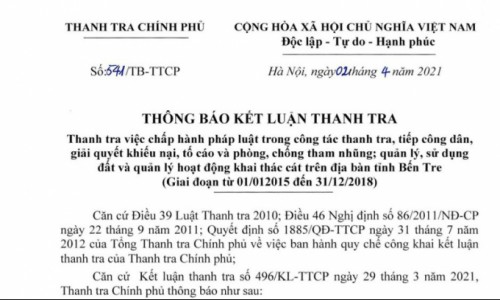 Chủ tịch UBND tỉnh Bến Tre bị đề nghị kiểm điểm vì giao đất công cho Thành Thành Công