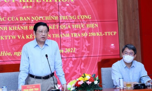 Yêu cầu Khánh Hòa báo cáo xử lý các vụ việc sai phạm trước ngày 30/6