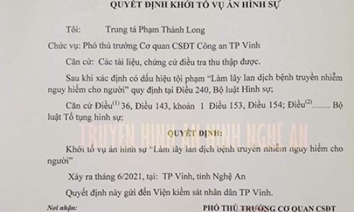 Nghệ An: Khởi tố vụ án hình sự 