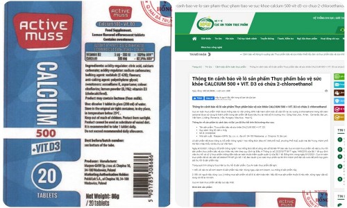 Thu hồi toàn quốc Thực phẩm bảo vệ sức khỏe CALCIUM 500 + VIT. D3