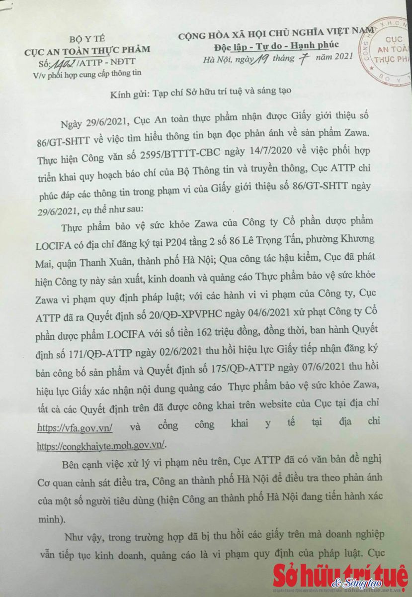 Bài 2: Công ty CP Dược phẩm LOCIFA ngang nhiên hoạt động bất chấp quyết định xử phạt?