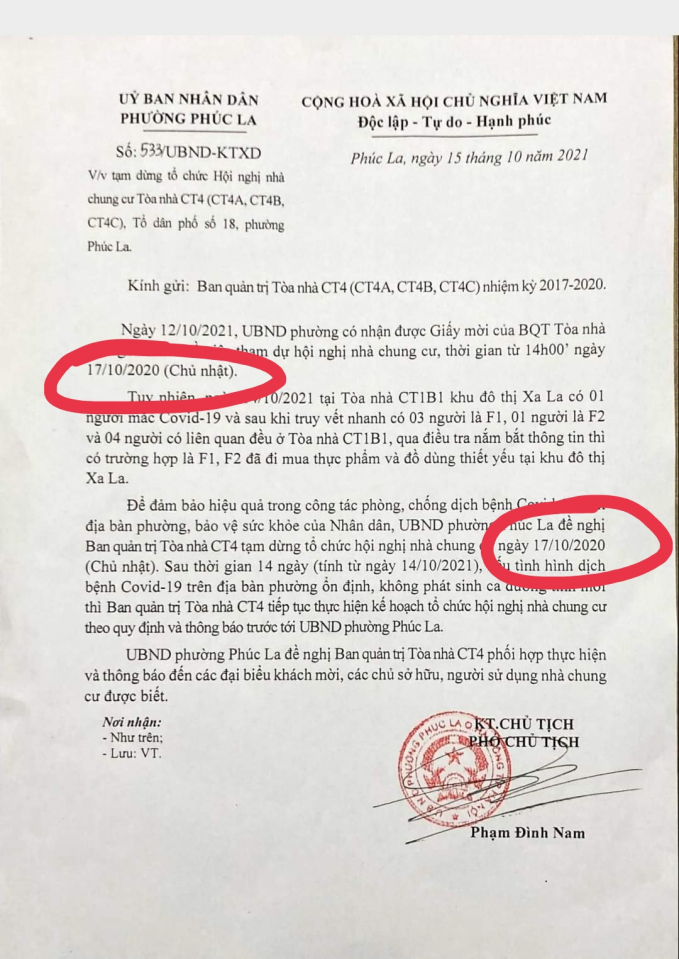 Hà Đông, Hà Nội: Cư dân CT4 Xa La tố lãnh đạo phường Phúc La cản trở tổ chức Hội nghị nhà chung cư