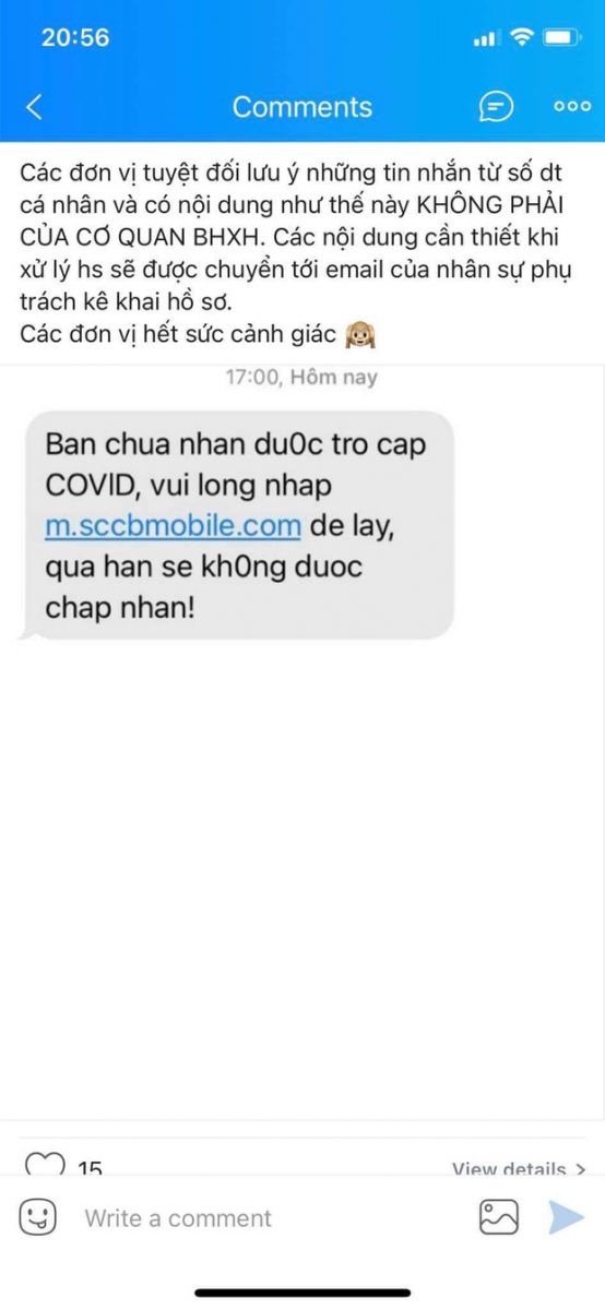 Cảnh báo lừa đảo trợ cấp COVID -19 để chiếm đoạt tiền