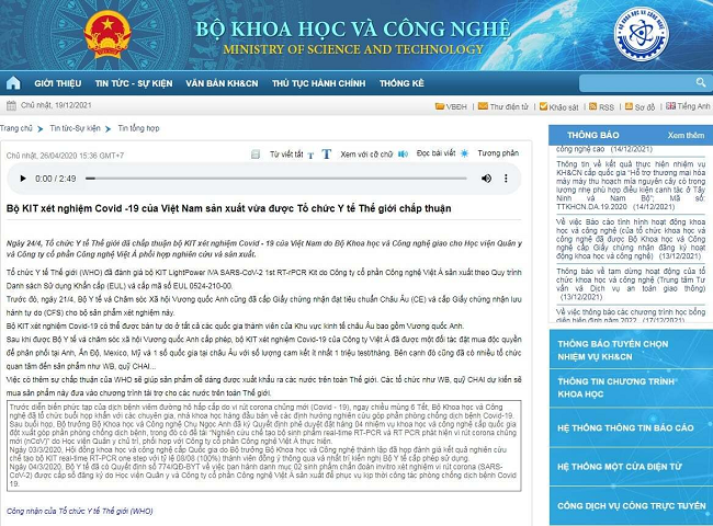 Đưa tin "WHO chấp thuận kit test của Công ty Việt Á", Bộ KH&CN thừa nhận có sơ suất