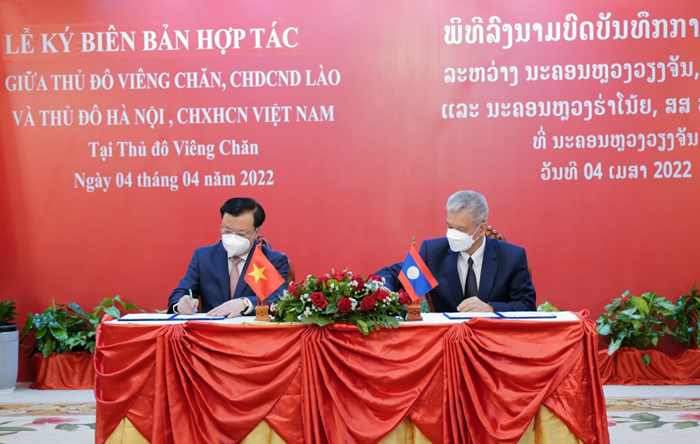 Thủ đô Hà Nội và Thủ đô Viêng Chăn (Lào) ký kết biên bản thỏa thuận hợp tác, giai đoạn 2022-2025