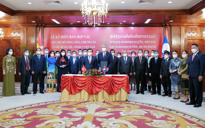 Thủ đô Hà Nội và Thủ đô Viêng Chăn (Lào) ký kết biên bản thỏa thuận hợp tác, giai đoạn 2022-2025
