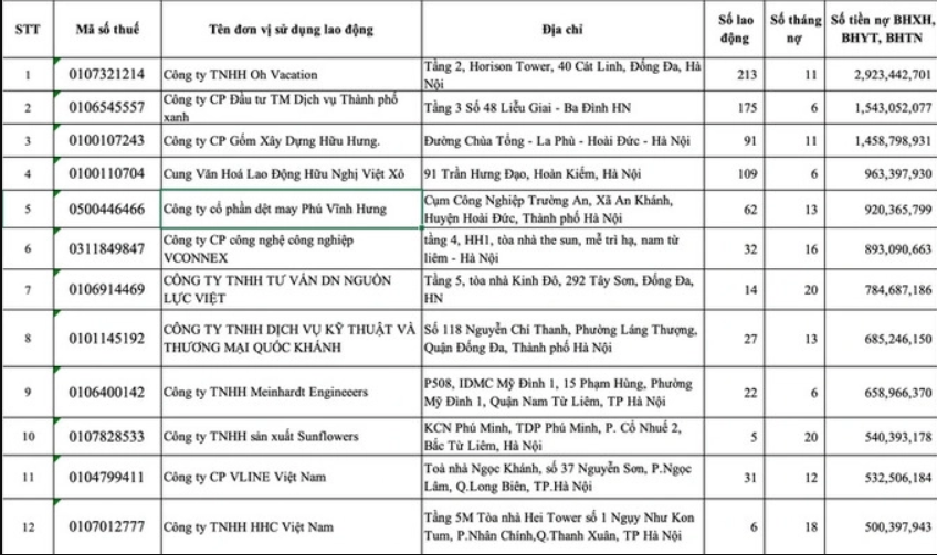 Nợ bảo hiểm xã hội kéo dài, 50 đơn vị bị Hà Nội "bêu tên"