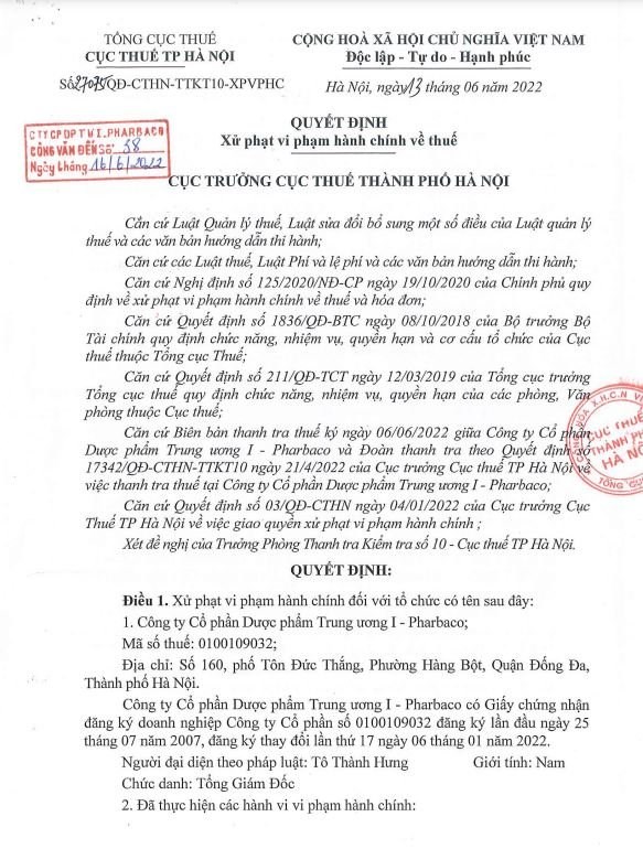 Bị phạt hơn 6 tỷ do vi phạm về thuế, Pharbaco hiện kinh doanh ra sao?