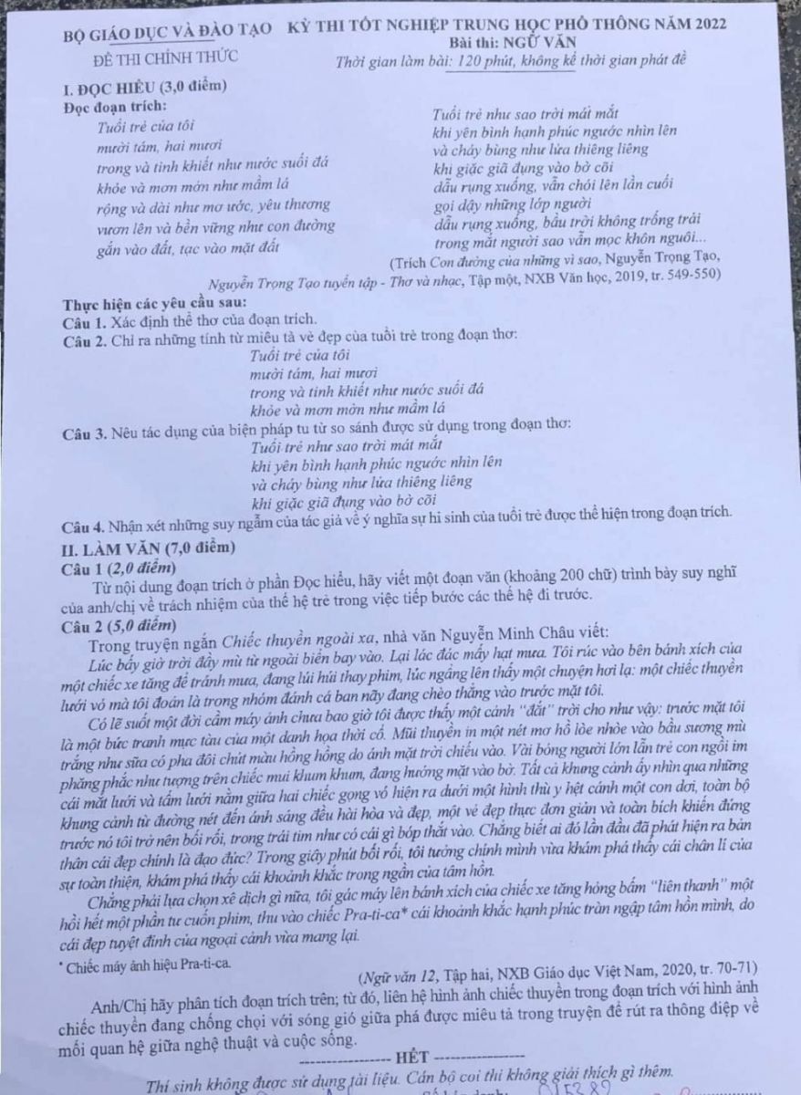 Bộ GD&ĐT: Hoàn toàn không có việc lộ đề thi đối với môn Ngữ văn