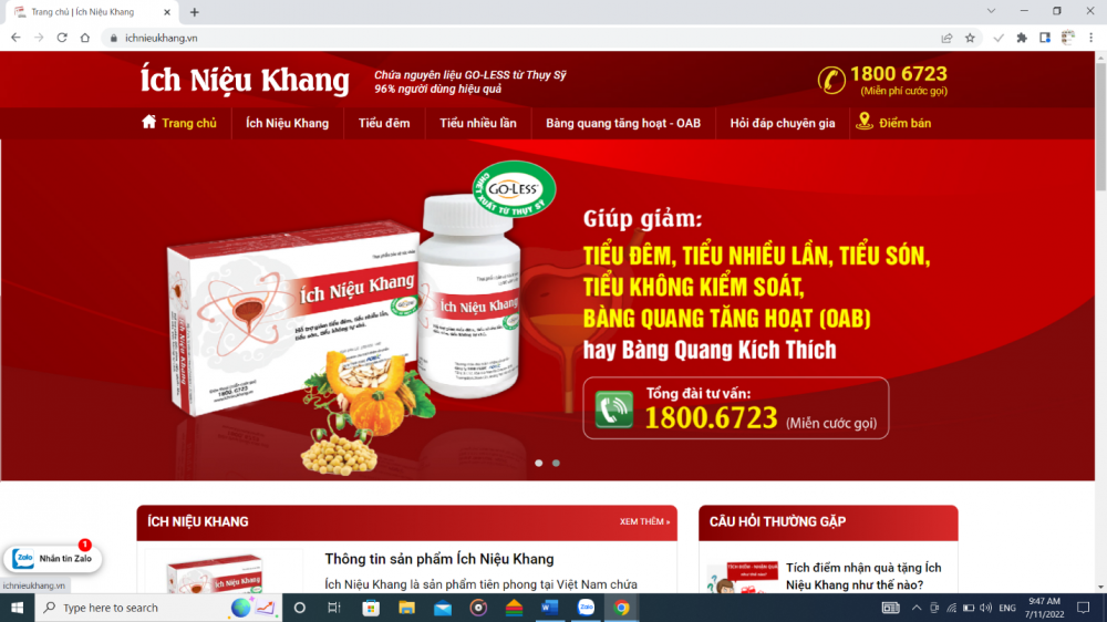 Ích Niệu Khang quảng cáo gây hiểu nhầm cho người bệnh